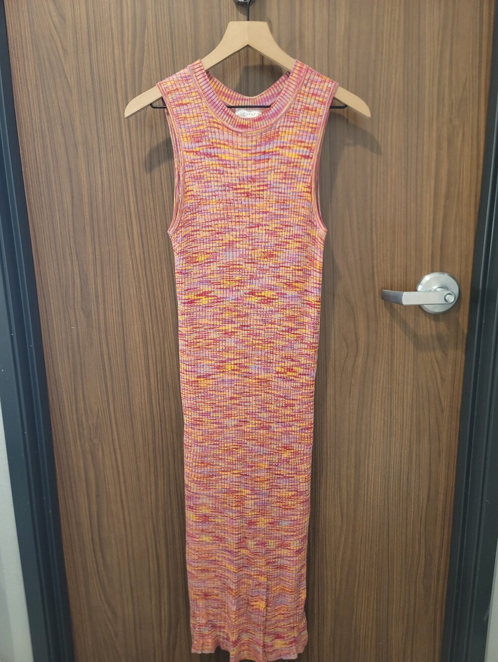 Lucy Paris Sunset Multi Space Dye Knit Midi Dress Brunch Festival Perisian Sz M